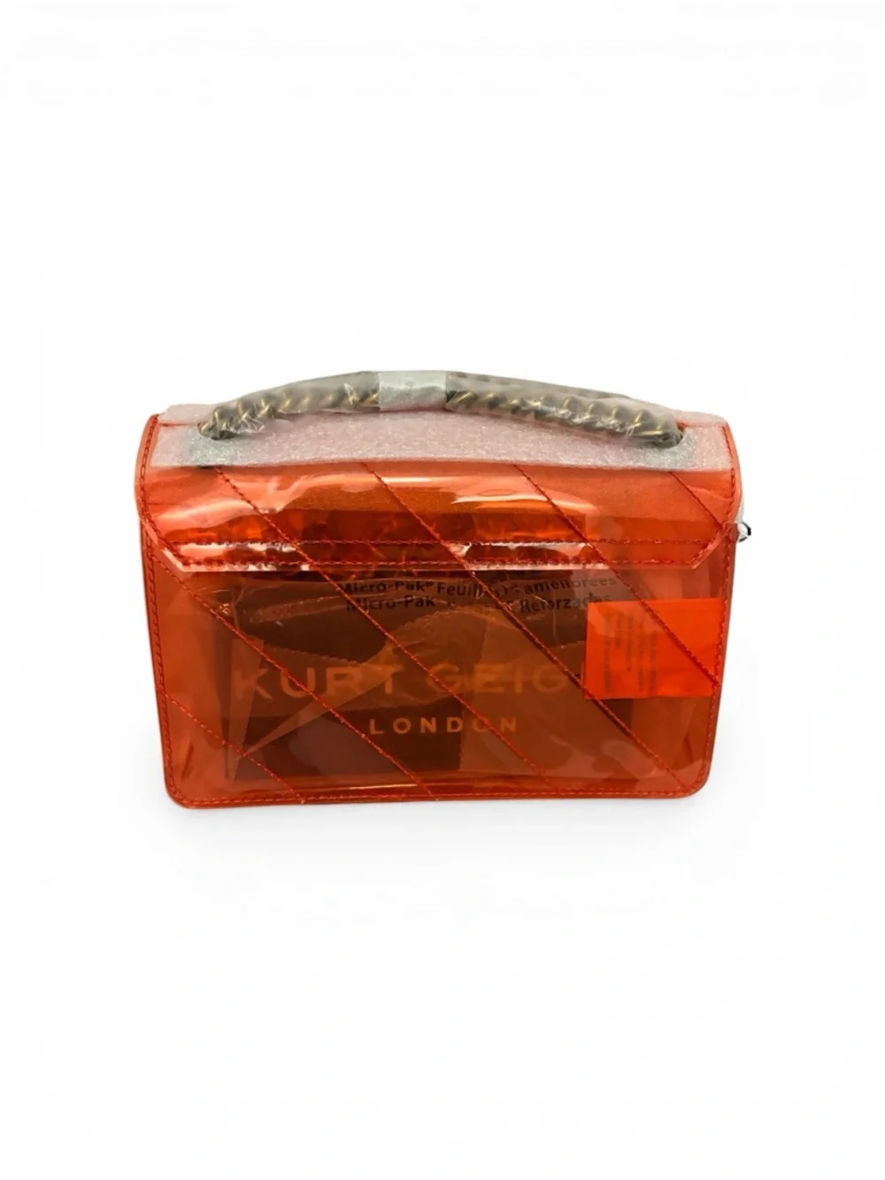 Kurt Geiger London Orange Transparent Quilted Mini Brixton Bag NWT - Picture 4 of 4